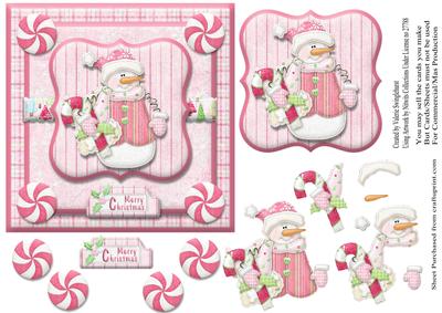 In the Pink Merry Christmas Snowman Quick Card Front
