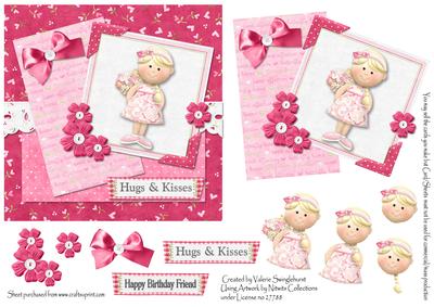 Pink Happy Birthday Friend Quick Card Front with Decoupage