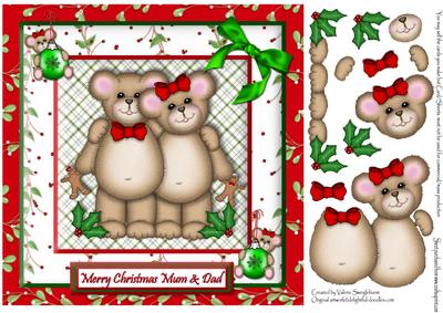 Merry Christmas Mum & Dad Card Front with Decoupage