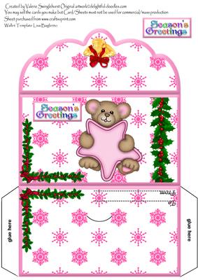 Seasons Greetings Pink Star Teddy Money Wallet