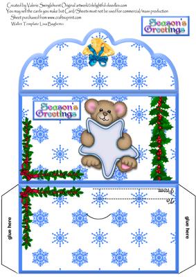 Seasons Greetings Blue Star Teddy Money Wallet