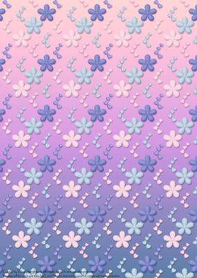 Pretty Flowers & Hearts Backing Paper Sheet #1
