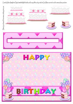 Happy Birthday Cake Penny Slider Card Front Pink