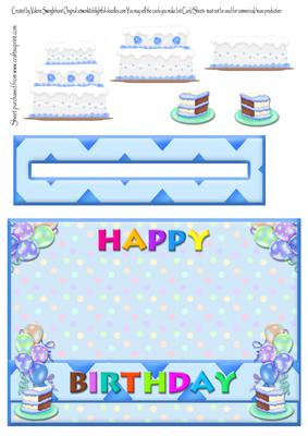 Blue for a Boy Happy Birthday Cake Penny Slider Card Front