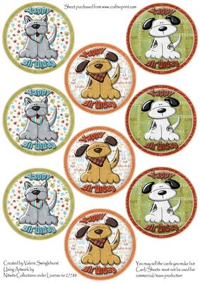 9 Dog Yappy Birthday Circle Toppers