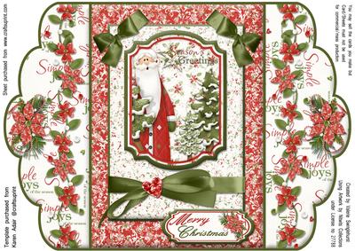 Santa Merry Christmas Scallop Edge Gatefold Card