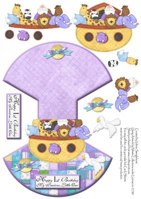 Happy 1st Birthday Noah's Ark Rocker/wobble Card