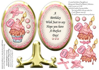 Cupcake Happy Birthday Plate Sheet and Stand