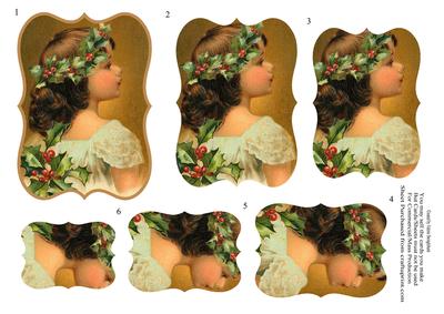 Vintage Christmas Girl 6 Layer Shaped Pyramid Topper