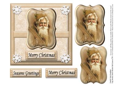 Vintage Santa in a Caramel Colour Frame Quick Card Front