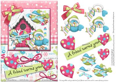 A Friend Warms Your "heart" Christmas Card Front Pink