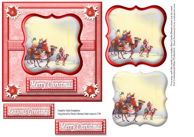 Christmas Vintage Three Wise Men Following Star Red