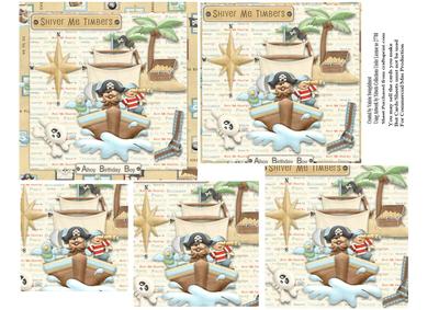 Ahoy Birthday Boy,shiver Me Timbers Pyramid Stacker Card