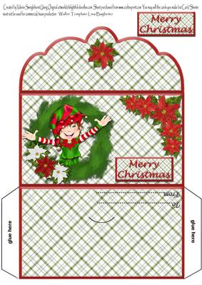 Merry Christmas Elf in Wreath Money Wallet