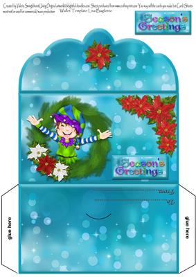 Seasons Greetings Elf in Wreath Money Wallet
