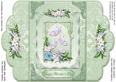 Floral & Butterflys Happy Mother's Day Scallop Edge Gatefold