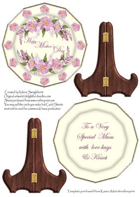 Happy Mother's Day Floral Plate Sheet with Stand