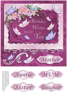 Birthday Wishes Just for You Mother Daughter Sister Auntie