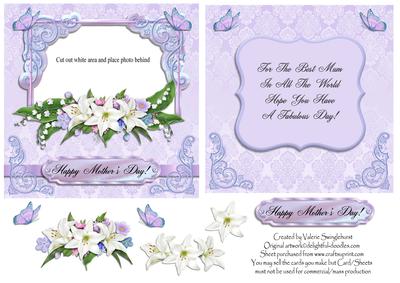 Mother's Day Photo Card Front with Decoupage,matching,insert