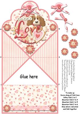 Puppy Love Scalloped Diamond Top Folded Card