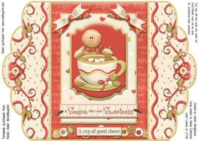 A Cup of Good Cheer Scallop Edge Gatefold Christmas Card