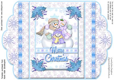 Snowmen & Snowflakes Christmas Scallop Edge Gatefold Card