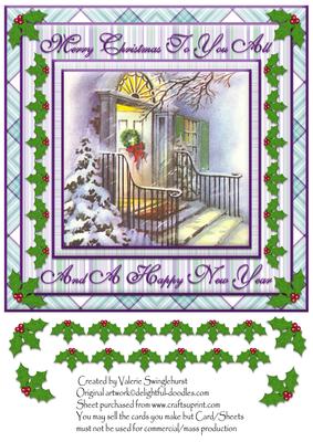 Vintage Christmas Doorstep 8"x8" Quick Card Front