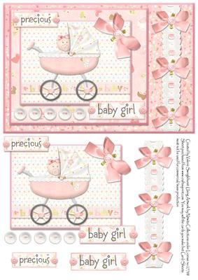 Precious Baby Girl Card Front with Layering Elements