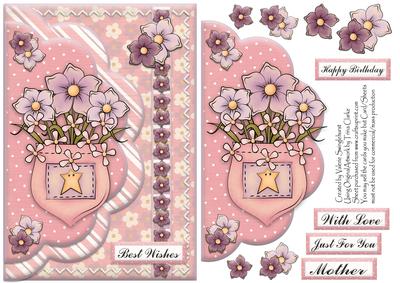 Pocket of Flowers Scallop Mock Envelope Card Front