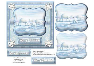 Polar Bear Family Square Christmas Card Front