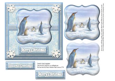 Penguin Family Square Christmas Card Front