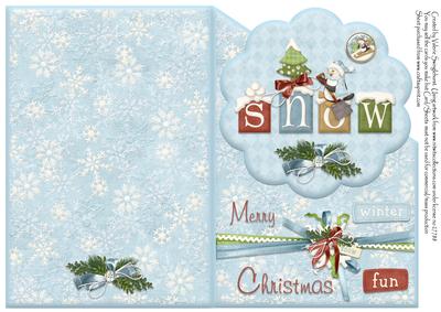 Merry Christmas Winter Fun Quick Cut and Fold Card