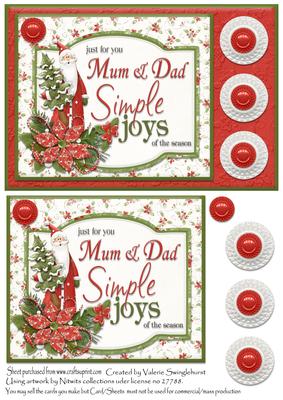 Mum & Dad Simple Joys of the Season Tent Fold Card Front