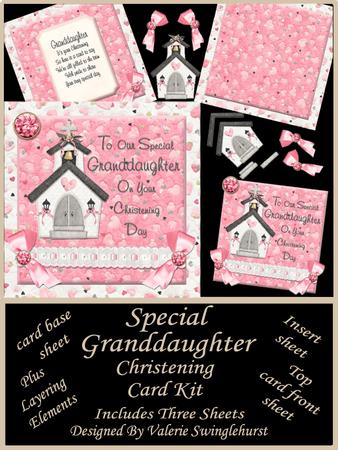 8x8pink Church Christening Cardkit Our Special Granddaughter