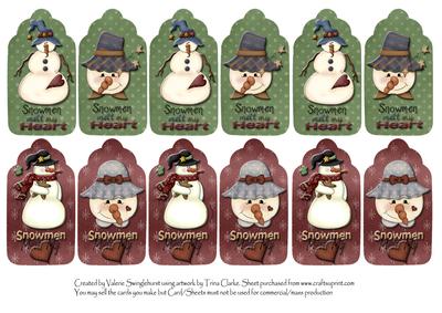 12 Snowmen Melt My Heart Christmas Gift Tags