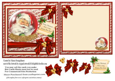Santa with Letter in a Snow Globe Card Front & Insert