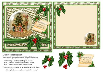 Santa & Children & Tree in a Snow Globe Card Front & Insert