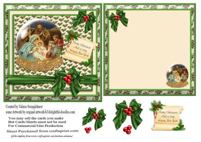 Nativity Scene in a Snow Globe Card Front & Insert