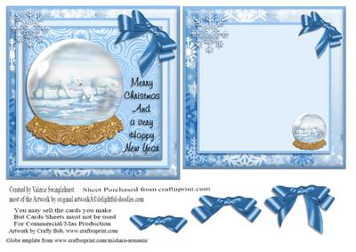 Polar Bear Family in a Snow Globe Card Front & Insert