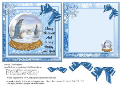 Penguin Family in a Snow Globe Card Front & Insert