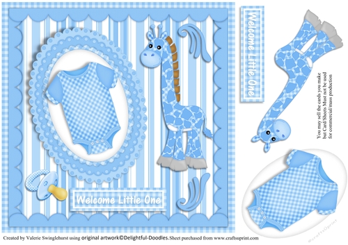 Welcome Little One New Baby Card Blue