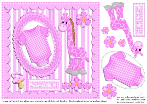 welcome little one pink baby quick card front
