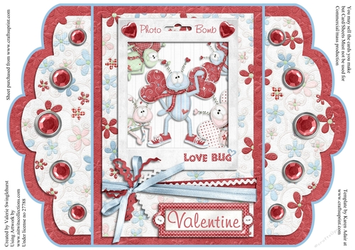 Lovebugs Scalloped Gatefold Valentine Card Photo Bomb