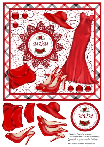 Lady in Red Quick card front for a Mum