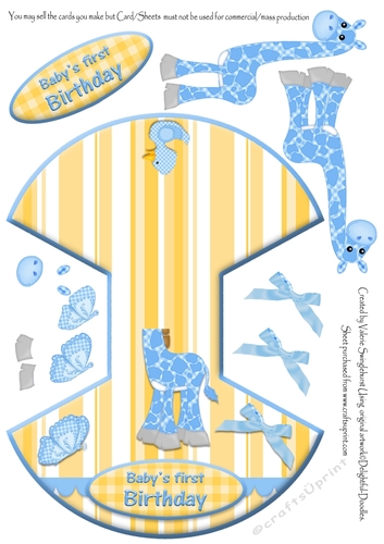 Babys 1st Birthday No Hole Over the Edge Rocker Card