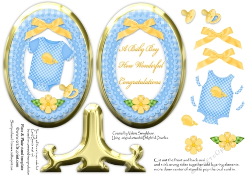 How Wonderful A New Baby Boy Plate and Stand card