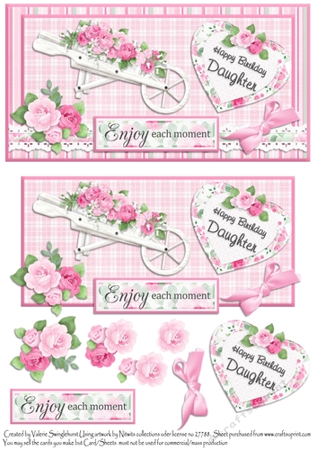 Quick DL Floral Birthday Card Front For Daughter