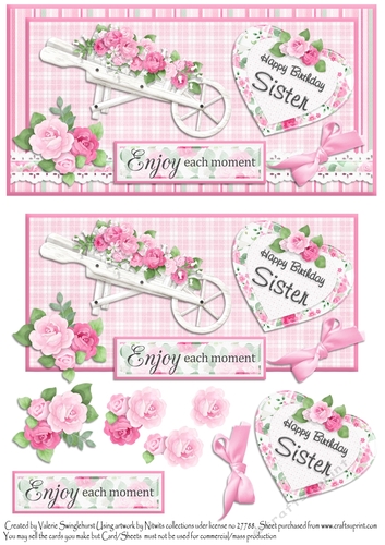 Quick DL Floral Birthday Card Front For Sister