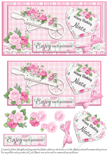 Quick DL Floral Birthday Card Front For Niece