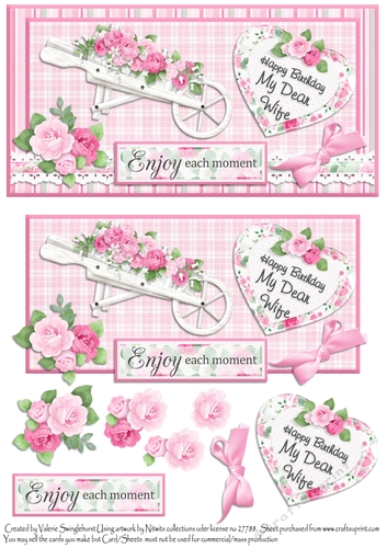 Quick DL Floral Birthday Card Front For My Dear Wife